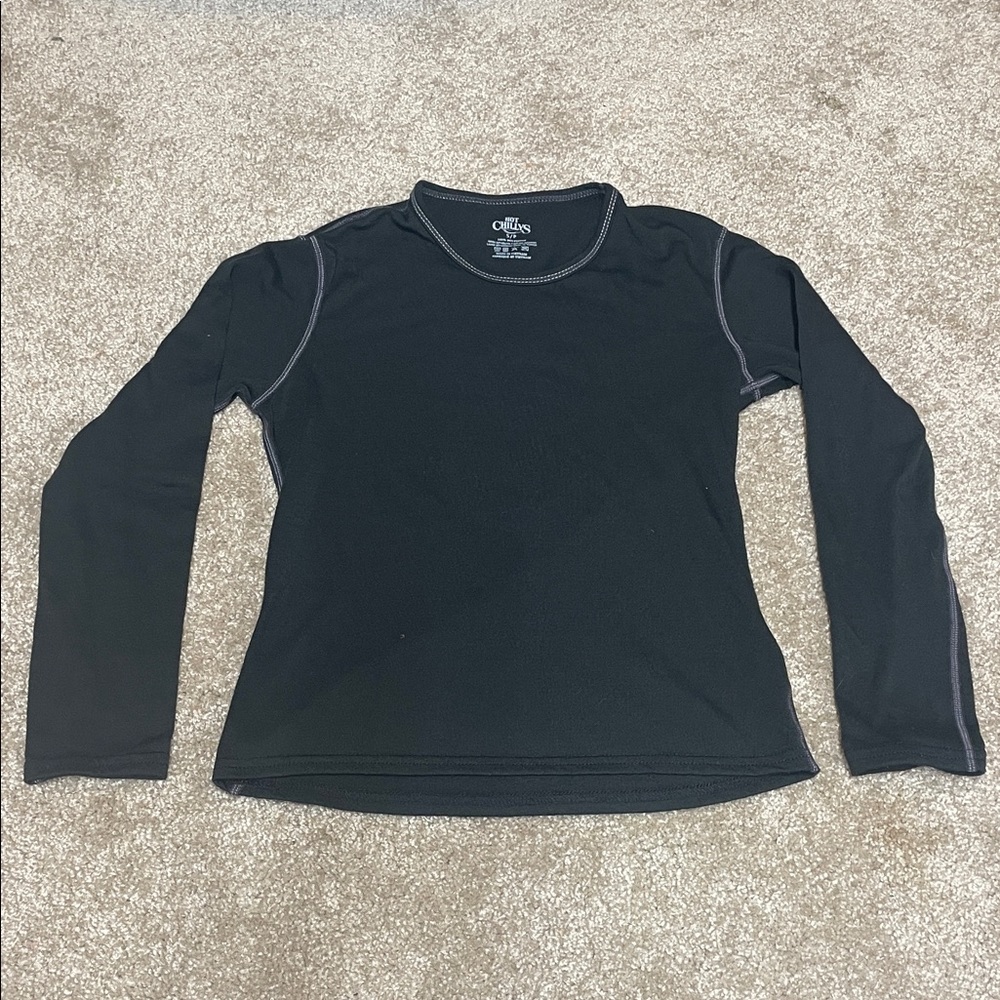 Hot Chillys Kids Base Layer Long Sleeve Top Black Small